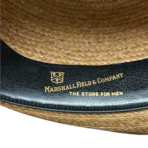 RAT PACK Cavanagh Palm Straw Boater Fedora Hat with in a 7 1/2 - Picture 3 of 7